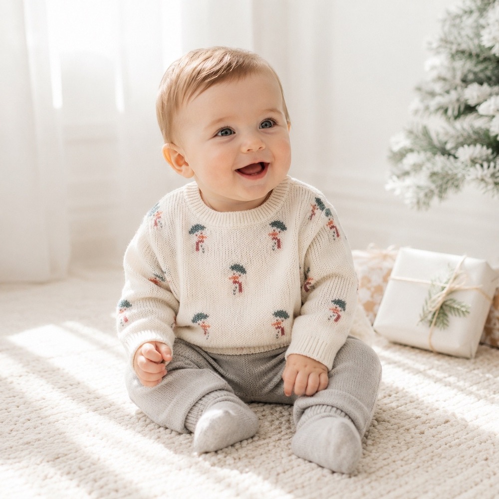 Little Planet by Carters Baby 9M Organic Cotton Snowman Sweater and Pants Set